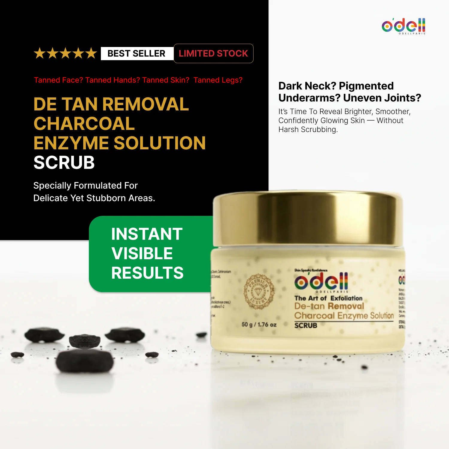 De -Tan Removal  Charcoal Enzyme Solution Scrub