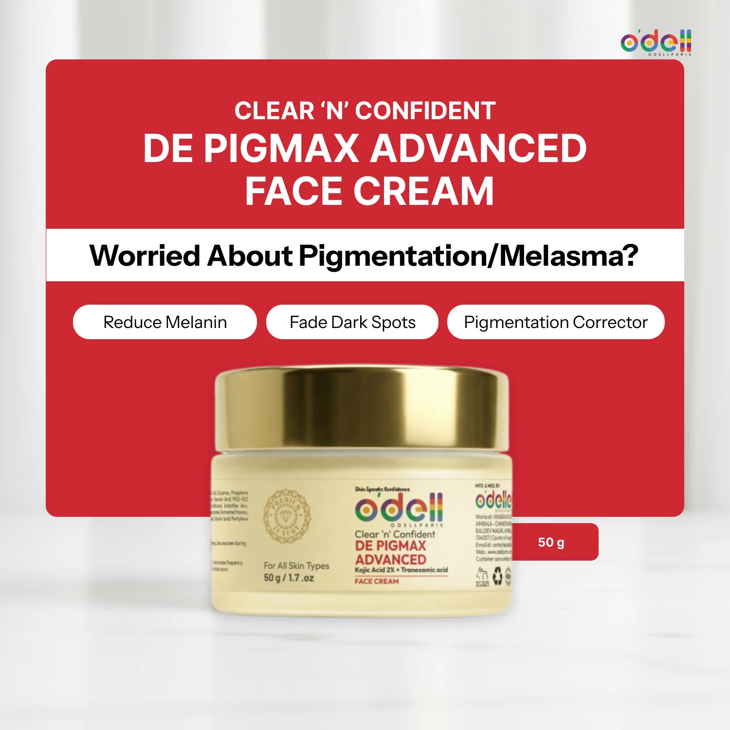 De Pigmax Advanced  Kojic Acid  2%+ Tranexamic Acid Face Cream