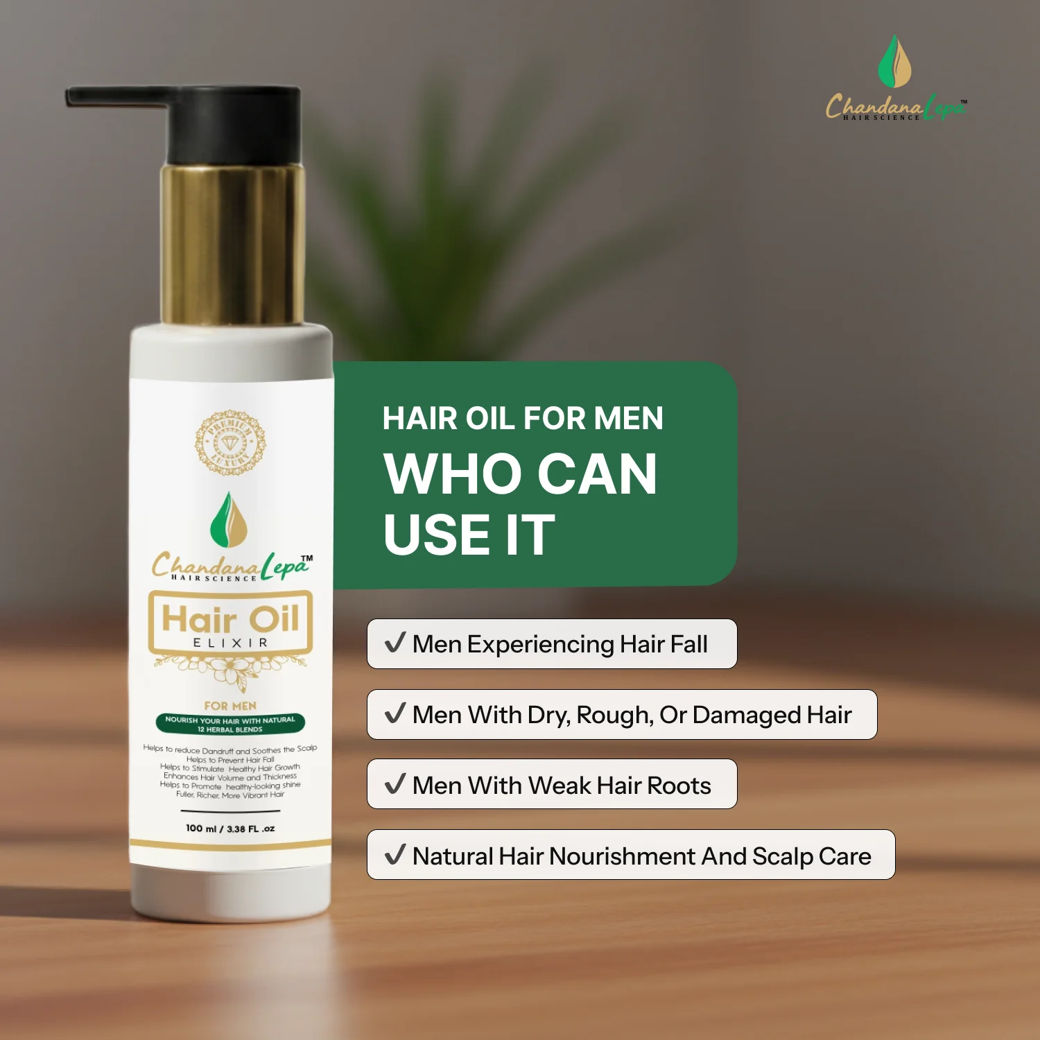 Chandana Lepa Hair Oil Elixir for Men - Image 5