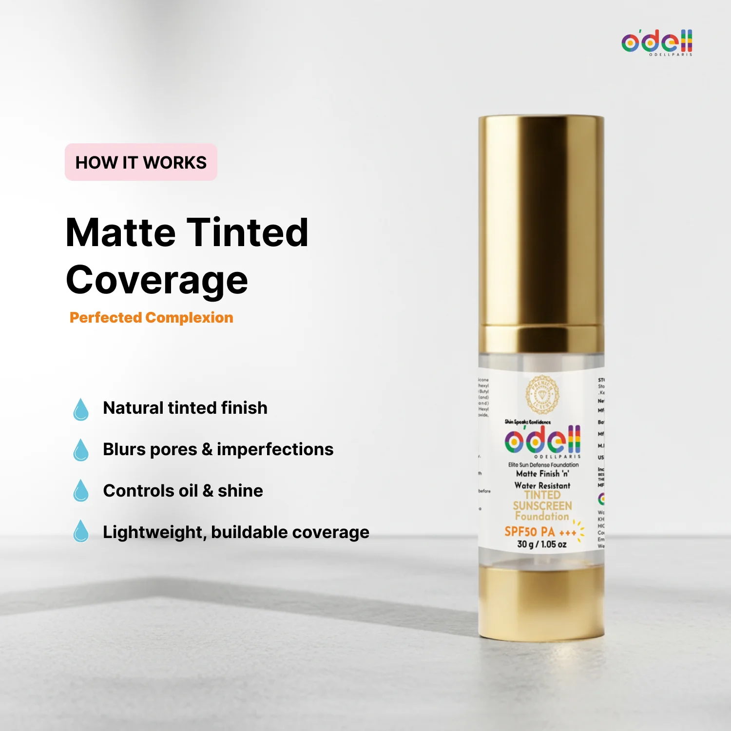 Matte Finish ’n’ Water Resistant SPF 50 PA+++ Tinted Sunscreen with Foundation - Image 6