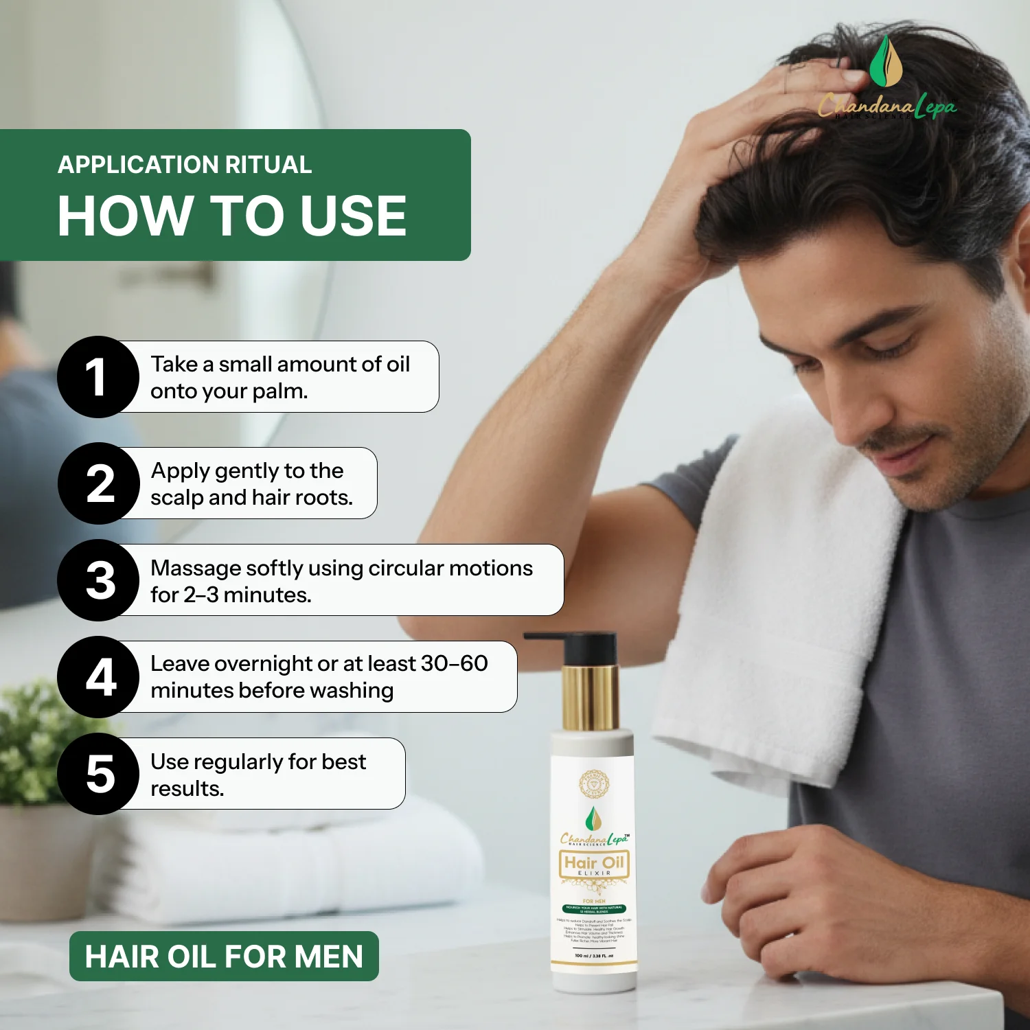 Chandana Lepa Hair Oil Elixir for Men - Image 7